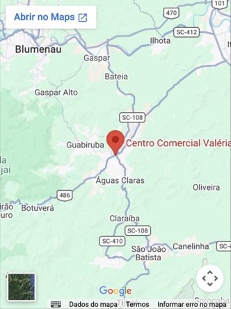 Mapa com a localização do Centro Comercial Valéria, em Brusque